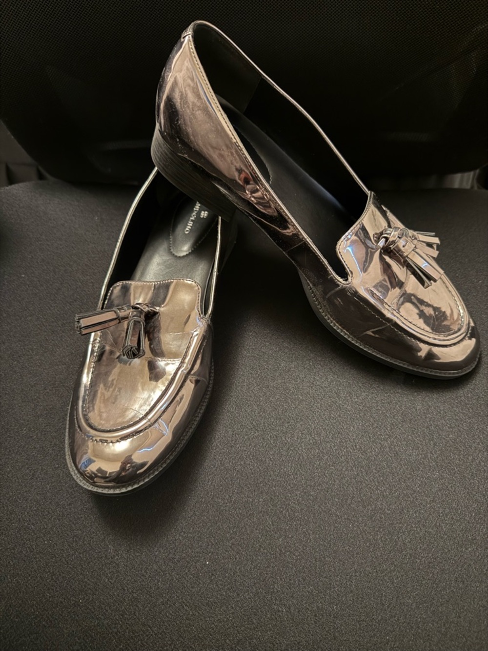 Metallic Silver Tassel Loafers for Women - Picture 3 of 3